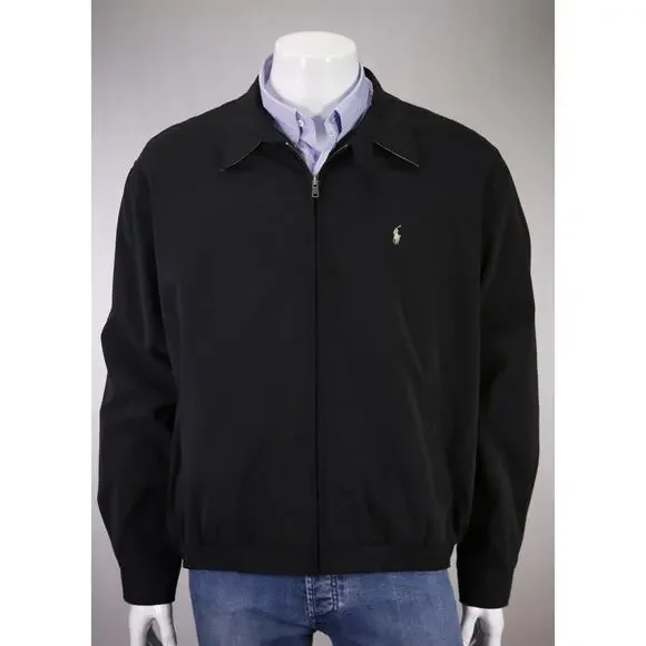 Polo Ralph Lauren Men's Black Microfiber Zip Front Cafe Jacket XL